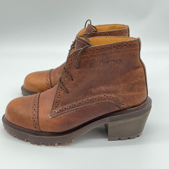Dr. Martens MIE Granny Brogue Y2K‎ Block Heel Ankle Boots Size UK 3 - Picture 1 of 11